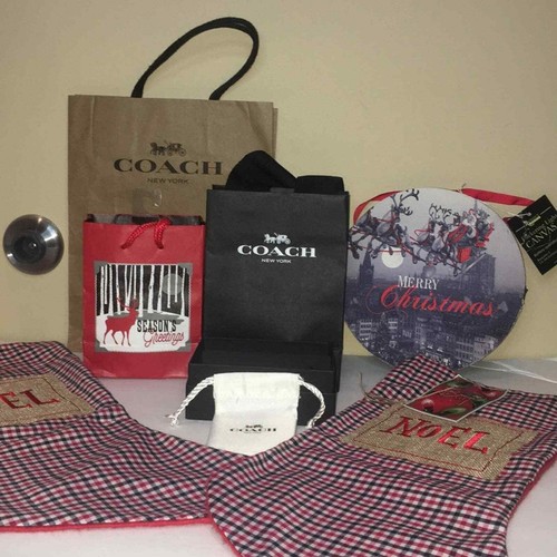 Coach Christmas Red & Black Gift Bag Bundle/Set