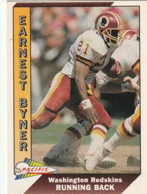 FREE SHIPPING-MINT-1991 Pacific Earnest Byner #517-PLUS REDSKINS BONUS CARDS