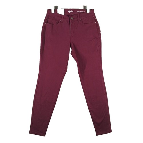 Pantalon Skinny Marron En Coton Velours Côtelé Taille Haute