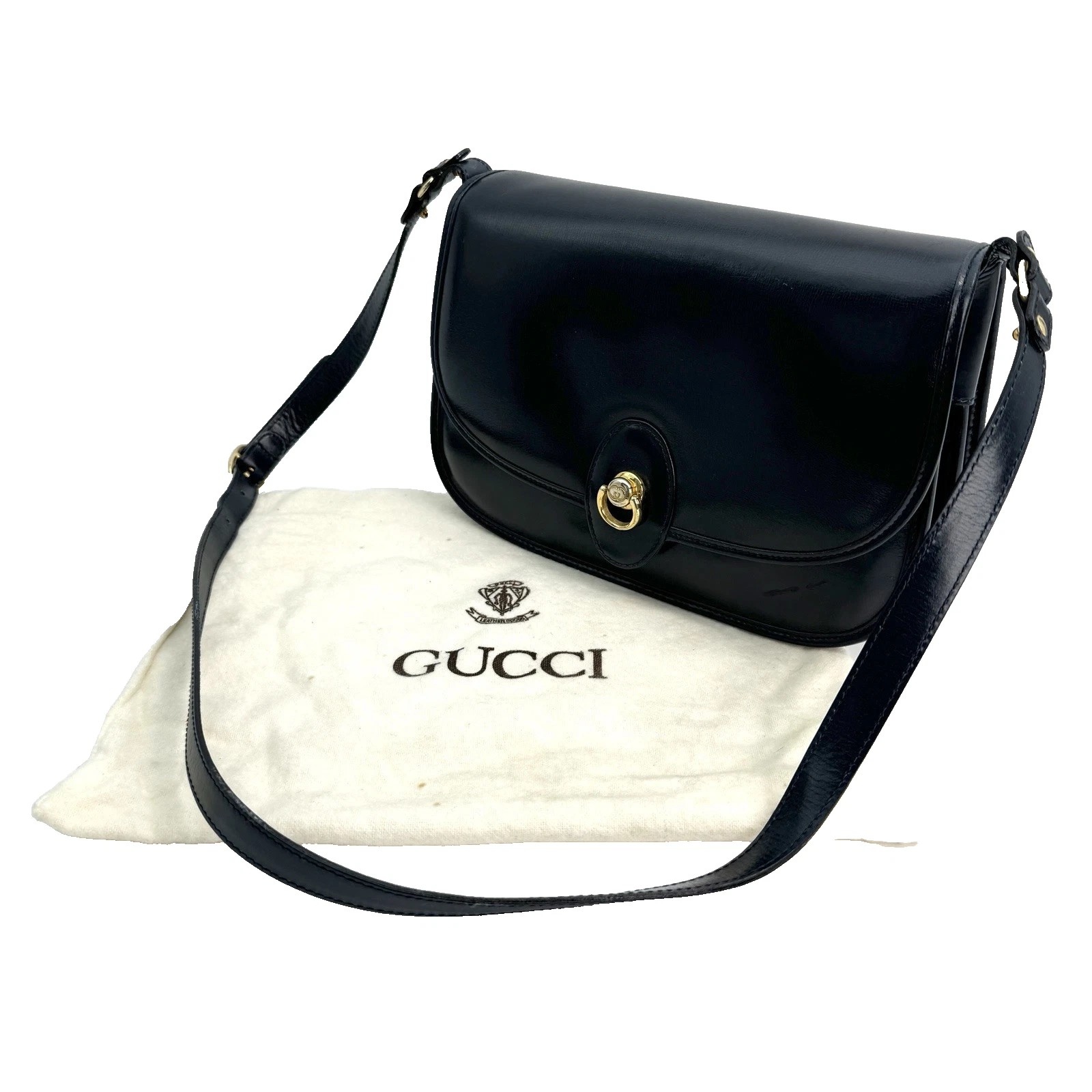 Sac GUCCI vintage semi bandoulière bleu marine authentique du JAPON