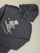 Polo Ralph Lauren Polo Bear Ski Hoodie Shirt Men's L Black Lightweight Pullover