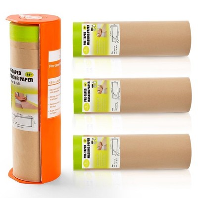 Tangibay Pre-Taped Masking Paper with 1 Dsp. 4 Refills: 18''x66', Brown 