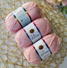 3 PACK Pink Lemonade Lion Brand 24/7 Cotton Yarn, Mercerized Cotton Yarn