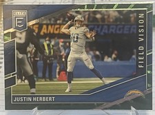 2022 Donruss Elite #FV2 Justin Herbert Field Vision Green Los Angeles Chargers