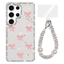 Samsung Galaxy S24 Ultra 5G Hülle mit IMD Glitzer Schleife und Armband