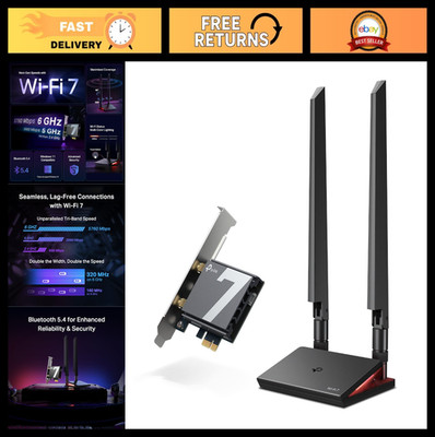 Tri-Band WiFi 7 PCIe Card for Desktop PC, Bluetooth 5.4, Multicolor LED, AMD/Int