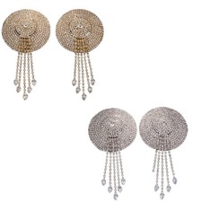 Rhinestones Tassels Nipple Covers Body Chain Adhesive Reusable Breast Pasties