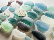 Genuine Sea Glass Surf-Tumbled From Japan  200g  Thick and elongated
