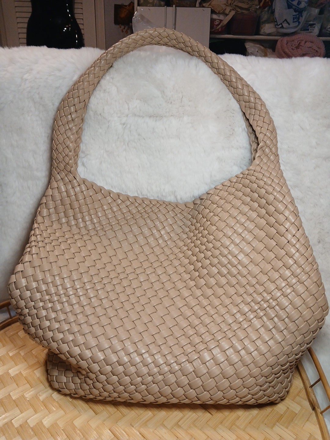 Antik Kraft Woven Beige Vegan Leather HandBag Purse Boho Anthropologie
