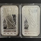 2 x PAMP 1oz Silver Bar Lady Of Liberty Fortuna .999 Silver Bullion in Case