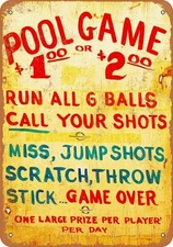 Vintage Tin Metal Signs - Carnival Midway Pool Game Rules Wall Decor 16X12 Inch