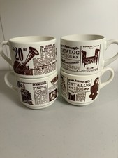 Vintage Anchor Hocking Sears Roebuck 1906 Catalog Cups Set 4 Stackable USA