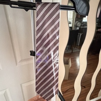 Andrea Men's Woven Silk Tie Burgundy & White Striped Necktie