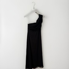 Jim Hjelm Vintage Black one Shoulder  Ruffle Rousing Full Length Dress size 8