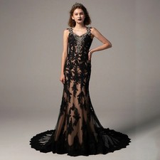 Trumpet Dress Wedding Dresses Lace V Neck Backless Sleeveless Bridal Gowns