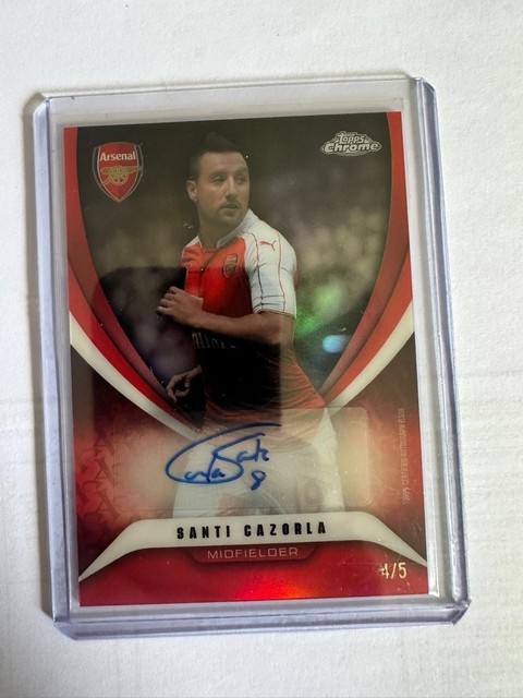 Santi Cazorla /5 Red Arsenal Chrome 2026 Auto Card. 4/5 Colour Match.
