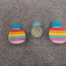 Set of 3 Pineapple Shoe Charms Rainbow Pop It and Translucent Clog Accessories