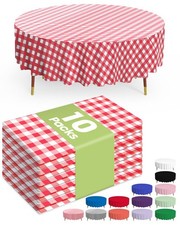 Plastic Table Cloth Disposable 10 Pack, 84'' Round Table Cloths, Party, Picni...