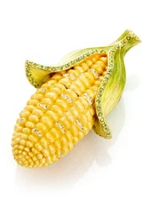 Keren Kopal Corn hand made  Trinket Box Decorated with  Austrian Crystals