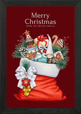 Weihnachtsstrumpf Illustration gerahmt Wandbild Poster Leinwanddruck Bild