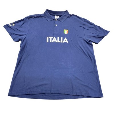 Italy Shirt Mens 3XL Blue Soccer Football Italia Polo Four Star Stedman