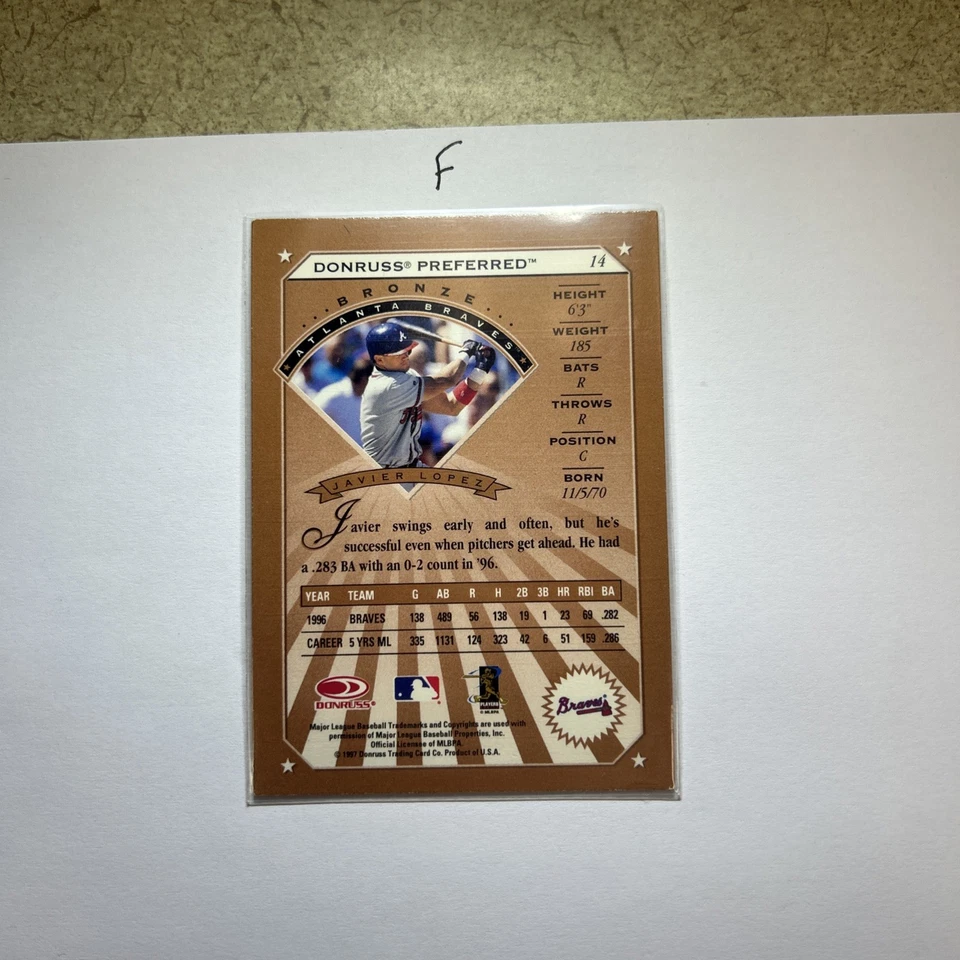 1997 Donruss Preferred - Bronze Javy Lopez #14 - Image 2 of 2
