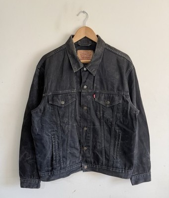 Levi's 70503 02 Vintage 90s Black Denim Button Up Trucker Jacket Mens Large