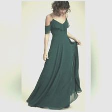 Jenny Yoo Mila Forest Green Flutter Sleeve Formal Gown Bridesmaid Dress Gown 16