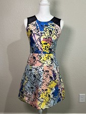 Marc Jacquard Fit & Flare Dress Size Small Colorful Artistic Summer Floral Print