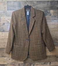 Sag Harbor Vintage Wool Blend Blazer Womens Sz 6 Plaid Classic Preppy Academia