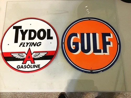 Vintage Gulf and Tydol Flying Gasoline Sign- 2 Items