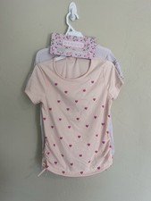 Girls 2 Top Set Size 10 Heart Design Purple Pink 1759