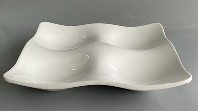 ASA Selection Germany quadratische weiße Porzellan Servierplatte 4 Vertiefungen 22 cm