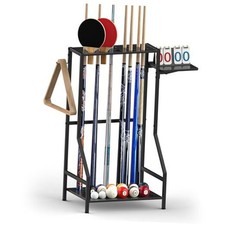 Billiards Pool Stick Rack - Pool Stick Holder for 10 Sticks, Black Bamboo
