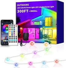 300Ft Permanent Outdoor Lights for House, App & Remote Control, RGB Smart Eaves