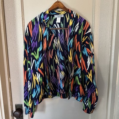 80s Neon Geometric Womens L Jacket The Nanny/Fran Drescher Core Made In USA