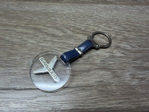 Vintage Swissair Swiss Airlines Plastic & Metal Plane Keychain Key Ring