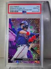 2021 Topps Finest Ronald Acuna Jr Rose Gold Mini Diamond Refractor 14/50 PSA 10