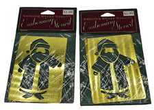 Vtg 1998 Darice Brass Embossing Stencils Father Christmas Santa Holiday Lot of 2