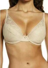 CHANTELLE 18D1 ERIKA LACE PLUNGE Nude Lightly Foam Lined UNDERWIRE BRA - 32B