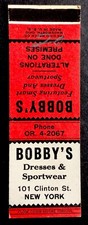 New York Bobby’s Dresses & Sportswear Matchbook Cover Vintage