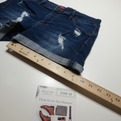 Wachs Jeans Shorts Damen Large Destroyed Rollbündchen 3" Shortie flexibel Dark Denim - Bild 17 von 17