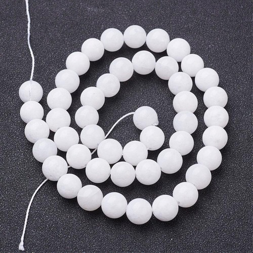 8MM Frosted White Jade Beads-ONE Gemstone Bead Strand-Jewelry Making Supplies