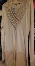 SALE! Cream Knitted Long Sleeve Long Size Large Sweater/Dress great Gift 