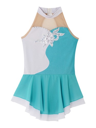 Mädchen Eiskunstlauf Kleid Ärmellos Ballettkleid mit Strass Rollschuh Tanzkleid - Picture 27 of 92