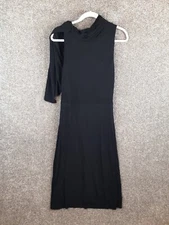 Pink Tartan High Neck Midi Dress Womens 6 Black Sleeveless Shoulder Scarf Chic