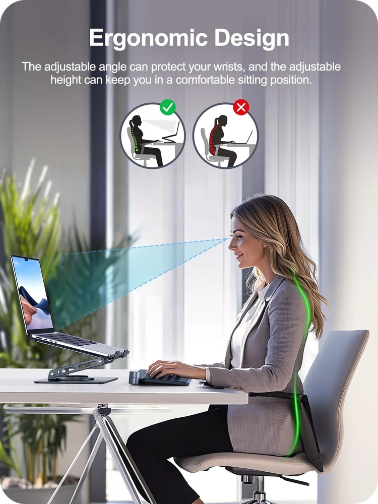 Laptop Stand for Desk Adjustable Computer Stand for Laptop Foldable 360° Rota...