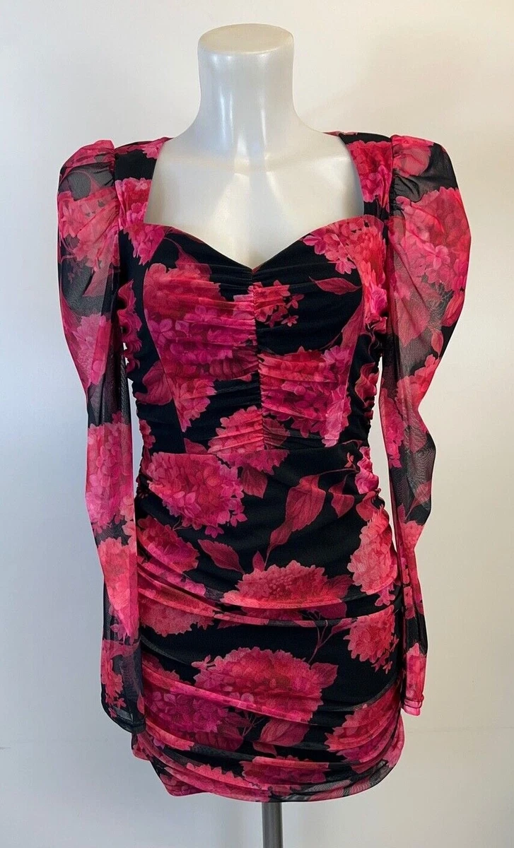 Ladies New Ex Quiz Rose Print Mesh Mini Dress Size 6 8 10 12 14 16