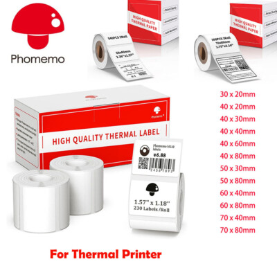 1/3Rollen Phomemo Selbstklebendes Thermo-Etiketten-Aufkleberpapier für M110/M220