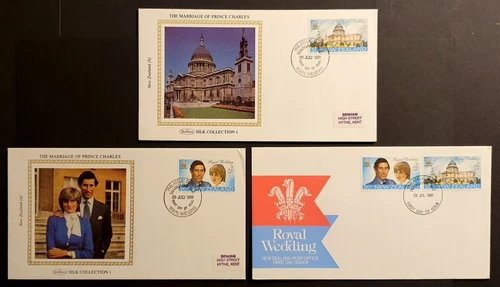 New Zealand Stamps 1981 Charles Diana Wedding First Day Cover x 3 Benham (w)